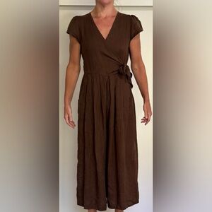 PRICE FIRM SUGAR CANDY MOUNTAIN••Linen Angela Wrap Jumpsuit not Linenfox